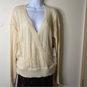 ASTR The Label Crochet Wrap Sweater, Women’s Size XL, Cream NEW